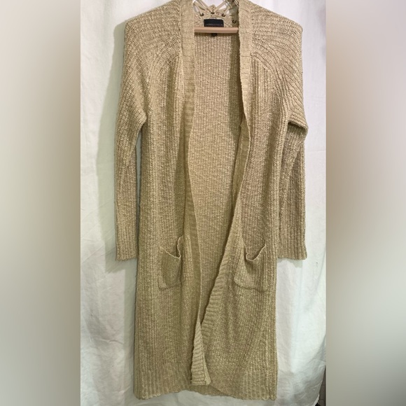 Absolutely Creative Worldwide Heather Tan Shoulder Lacing Duster Sweater Size Xl - Picture 1 of 11